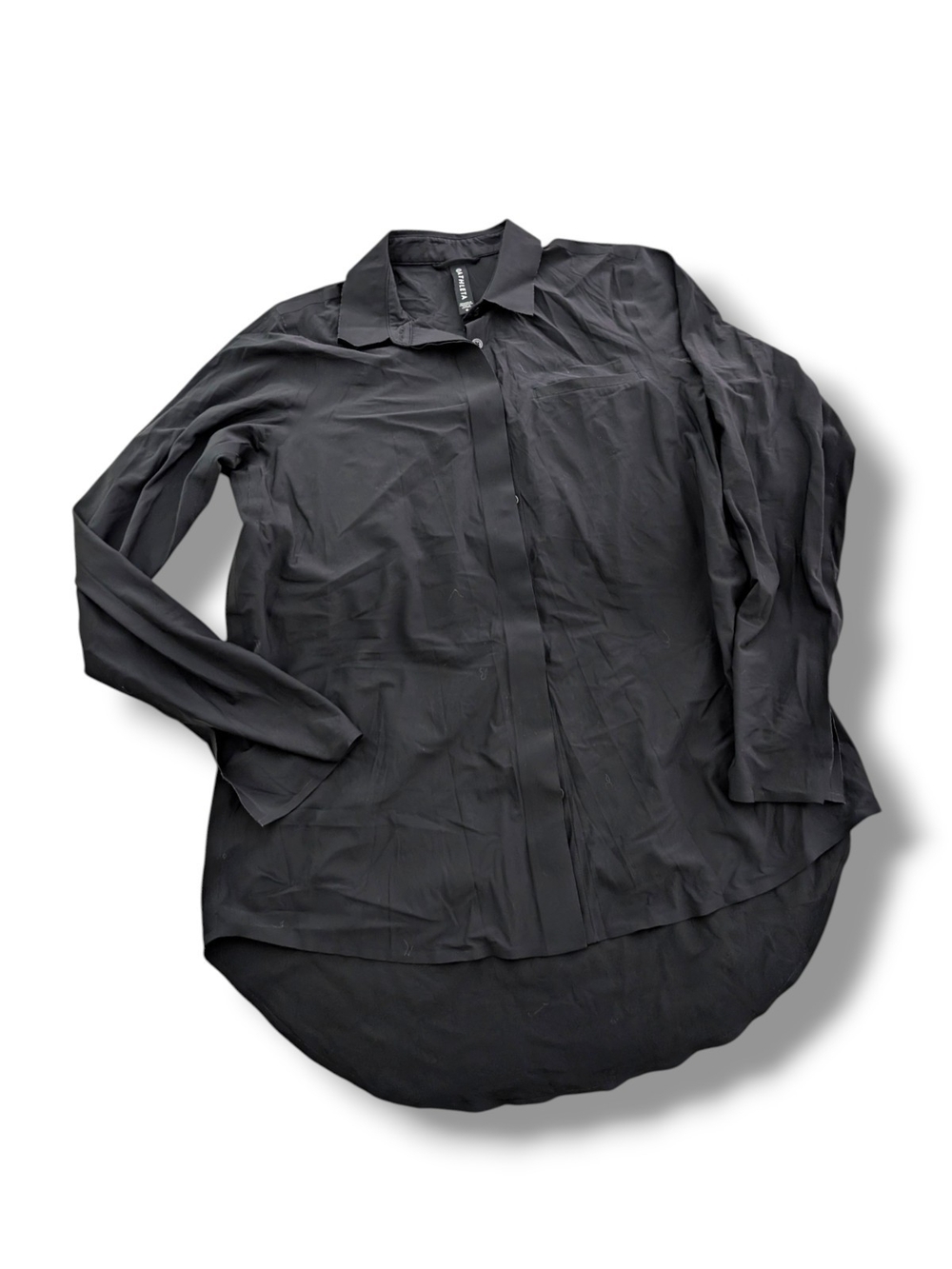 NWOT Athleta Urbanite Top, Women's Black Button-Down Longline Shirt, Size S